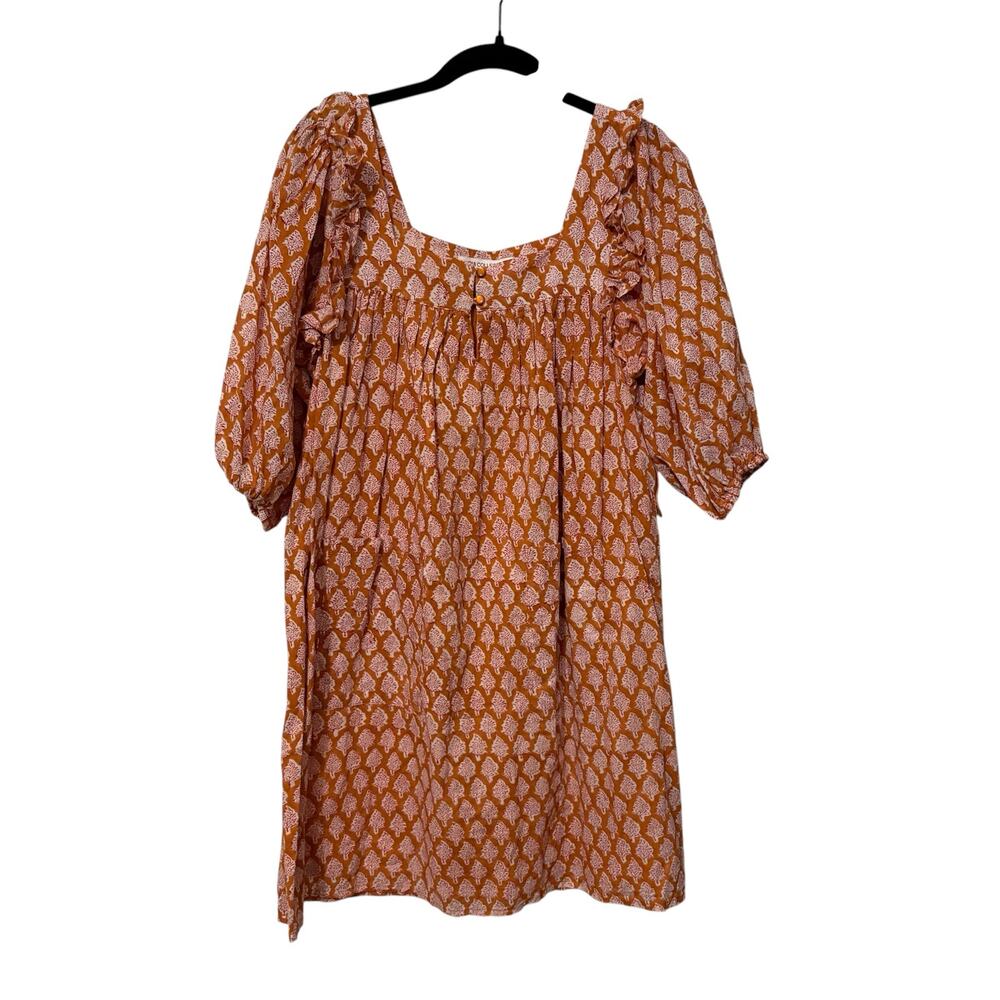 Emerson Fry 100% Cotton Orange Pink Floral Adelina Mini Dress Size Small - Picture 4 of 9